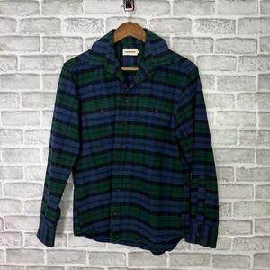 Taylor Stitch Classic Blue & Green Plaid Double Pocket Flannel Shirt Mens 40 / M